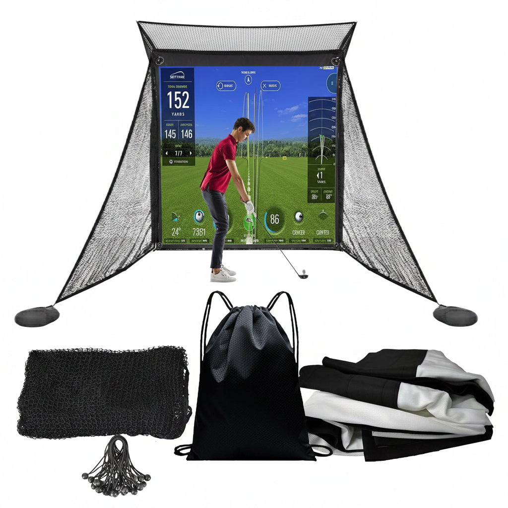 Golf Simulator Impact Screen with Black Double Layer Blackout Cloth Shank Side N